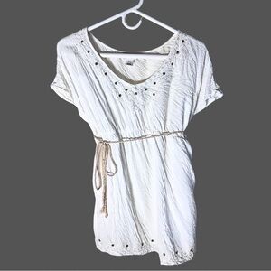 Dreamy Beaded and Embroidered Maternity Top with Tie | Sm